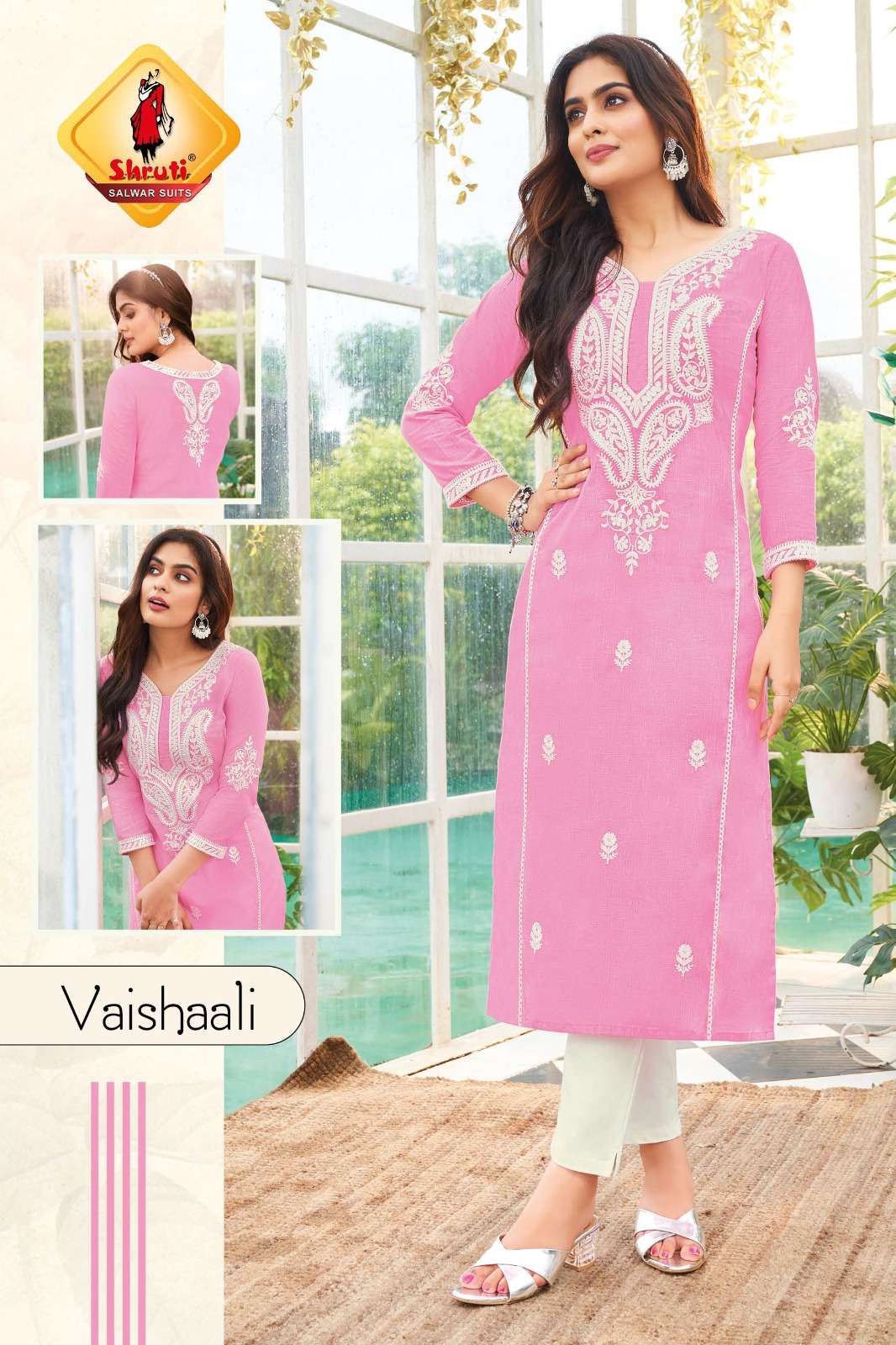 KKASHISH VOL 29 PURE COTTON LINEN WITH DIFFERENT TYPES OF STYLISH EMBROIDERY WORK KURTI BY SHRUTI SUITS BRAND VAISHALI